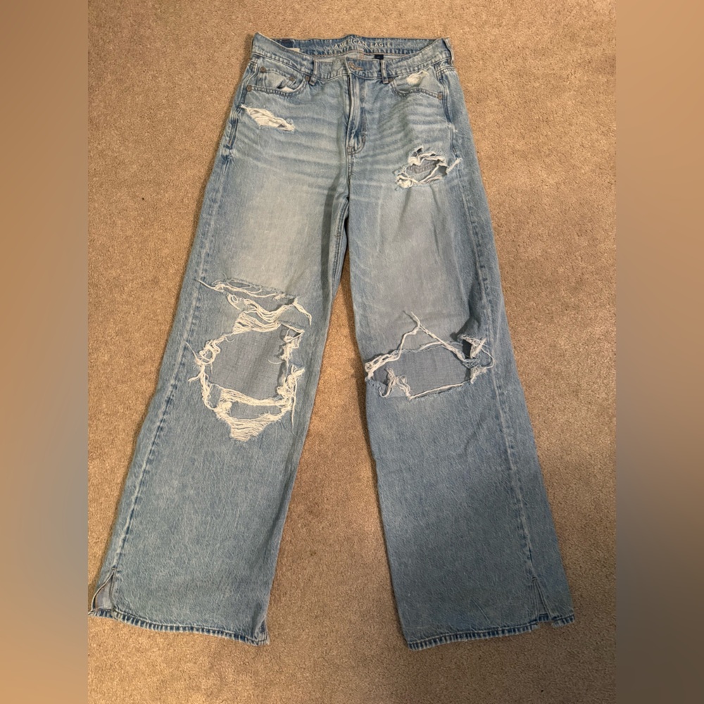 American Eagle Outfitters Blue Boyfriend Jeans Distressed